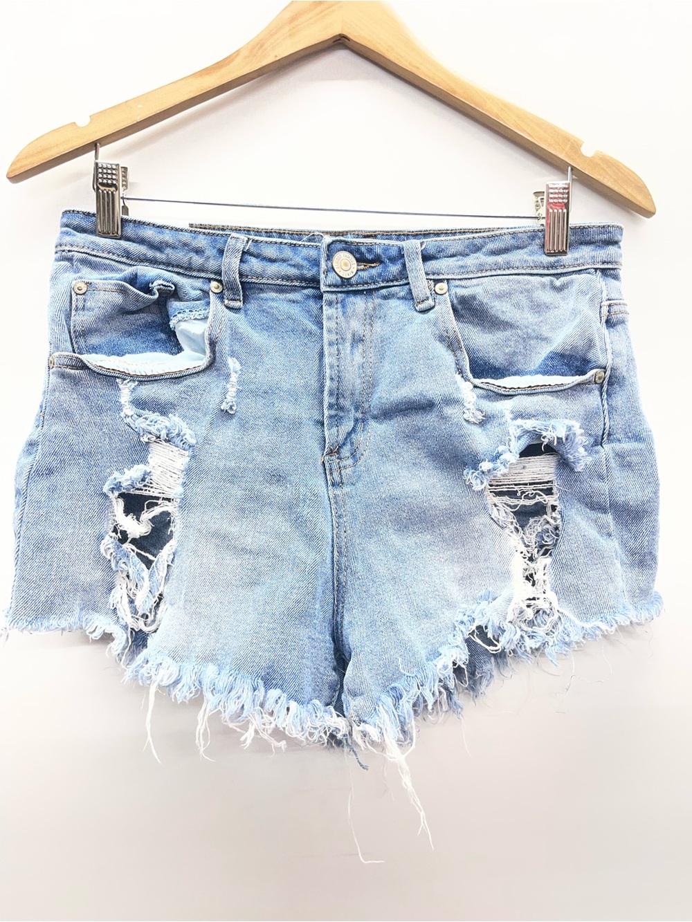Almost Famous Light‎ Blue Distressed Denim Shorts